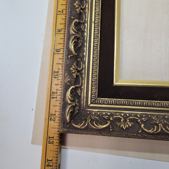 Ornate Dark Brown Gold Accent Vintage Style Picture Frame Wall Art Display - Picture 5 of 7